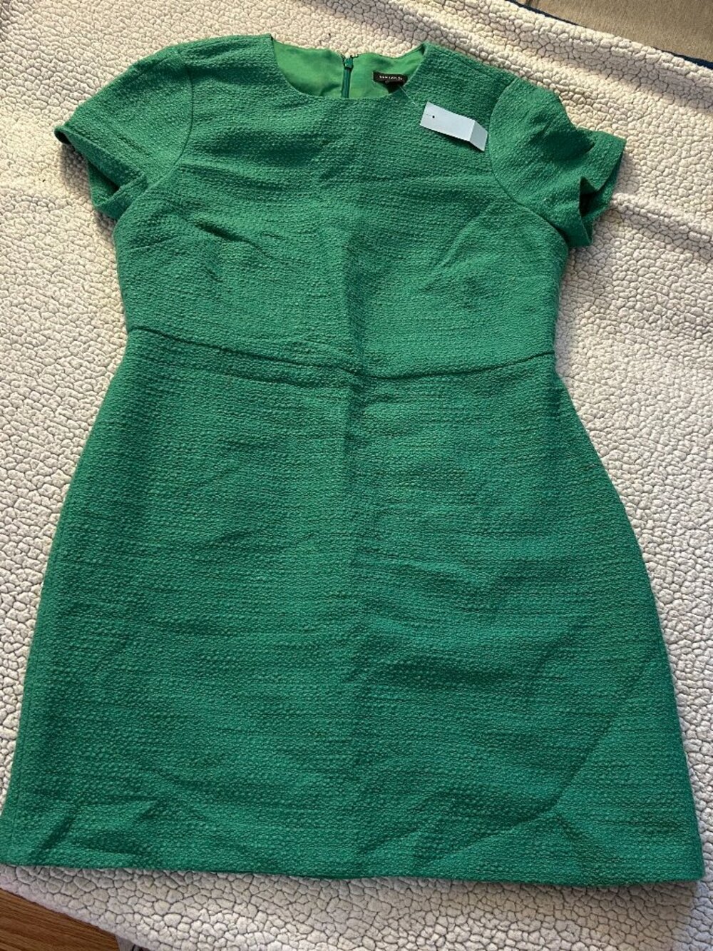 Ann Taylor -- green, tweed, short dress, Womens 10, Cotton blend